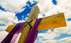 Cross with purple drape or sash for Easter